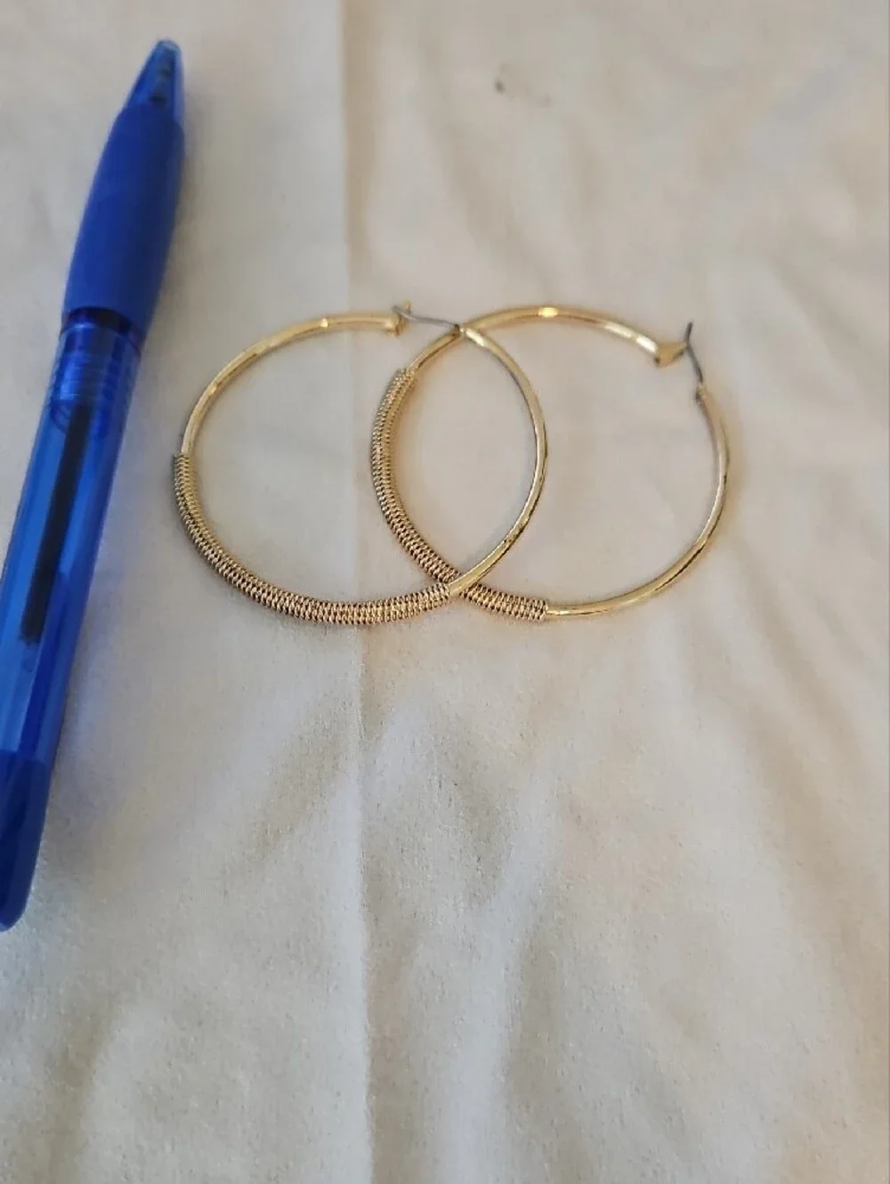 Gold Textured Hoop Earrings - Women Jewelry
